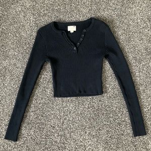 LA Hearts Long Sleeve Ribbed Crop Top